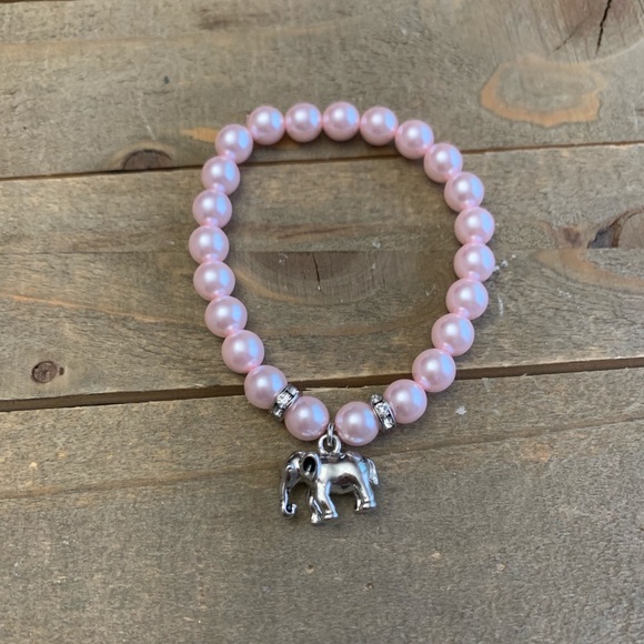 Handmade Jewelry - Handmade Pink & Silver Elephant Charm Bracelet
